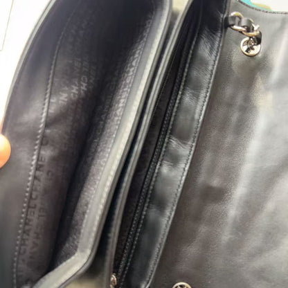 Chanel Black Square Quilted Patent & Leather Camellia No.5 Flap Bag