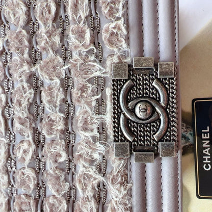 Chanel Boy Flap Bag Braided Tweed Small