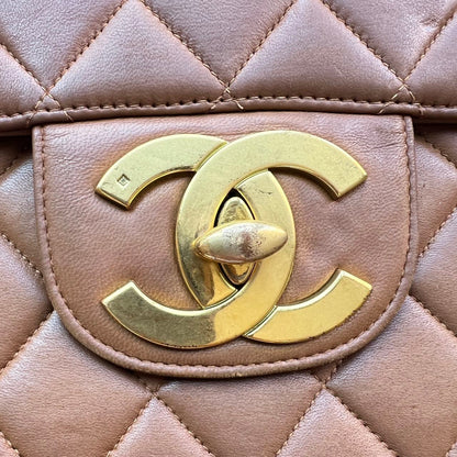 Chanel Caramel Quilted Lambskin Vintage Maxi Jumbo XL Classic Single Flap Bag