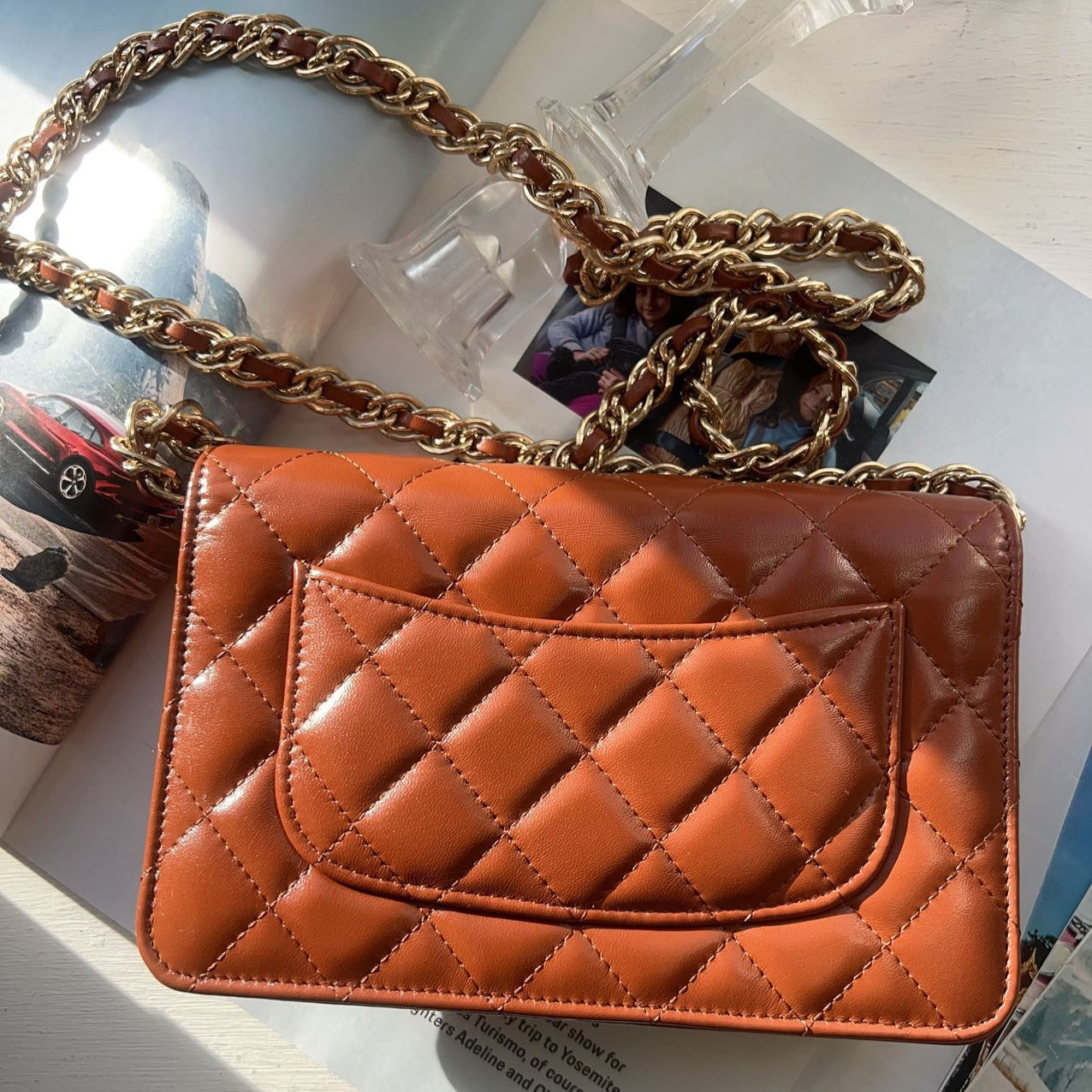 Chanel Caramel Wallet on Chain leather clutch bag