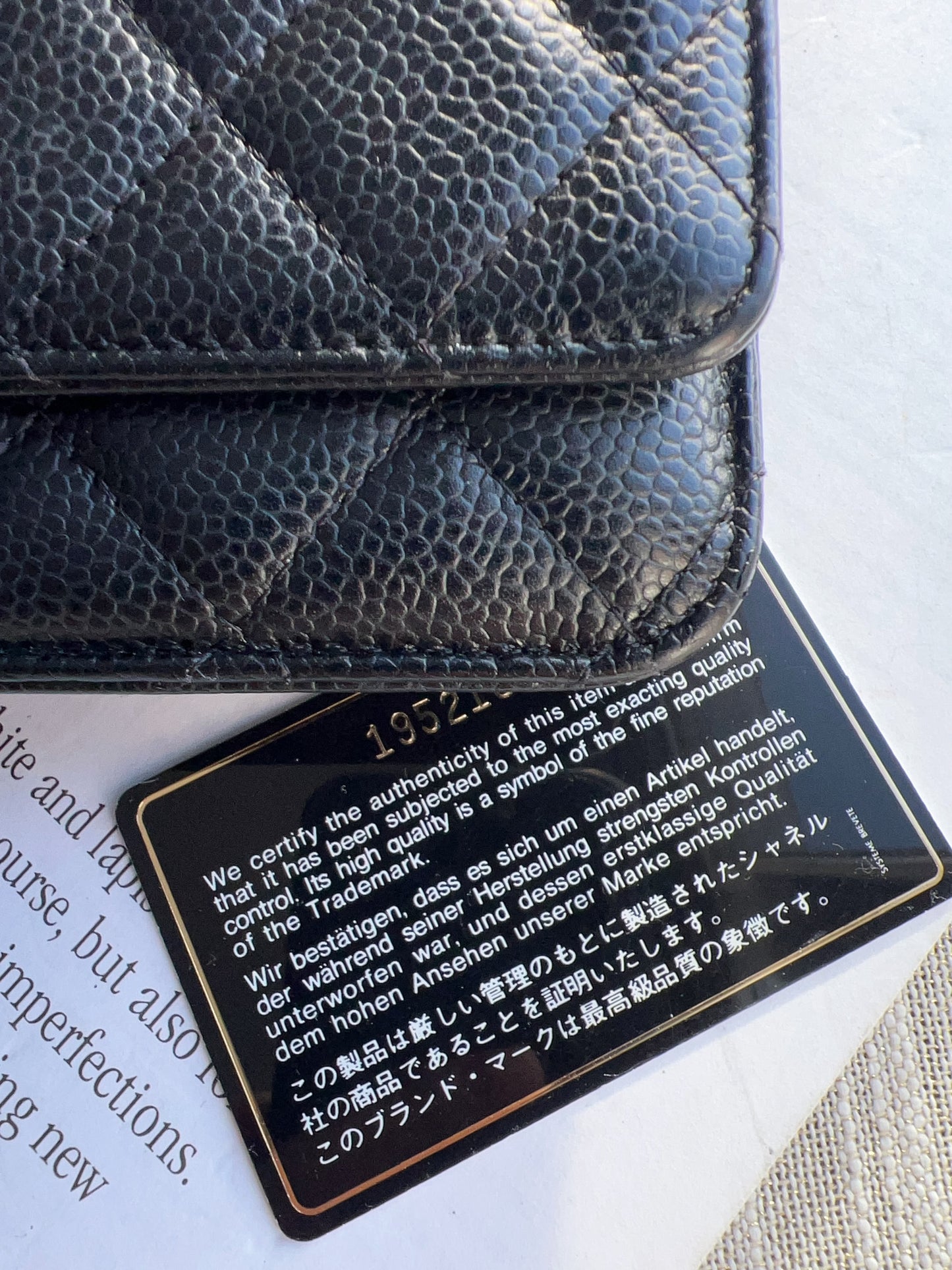 Chanel Caviar Classic Wallet On Chain Black Gold