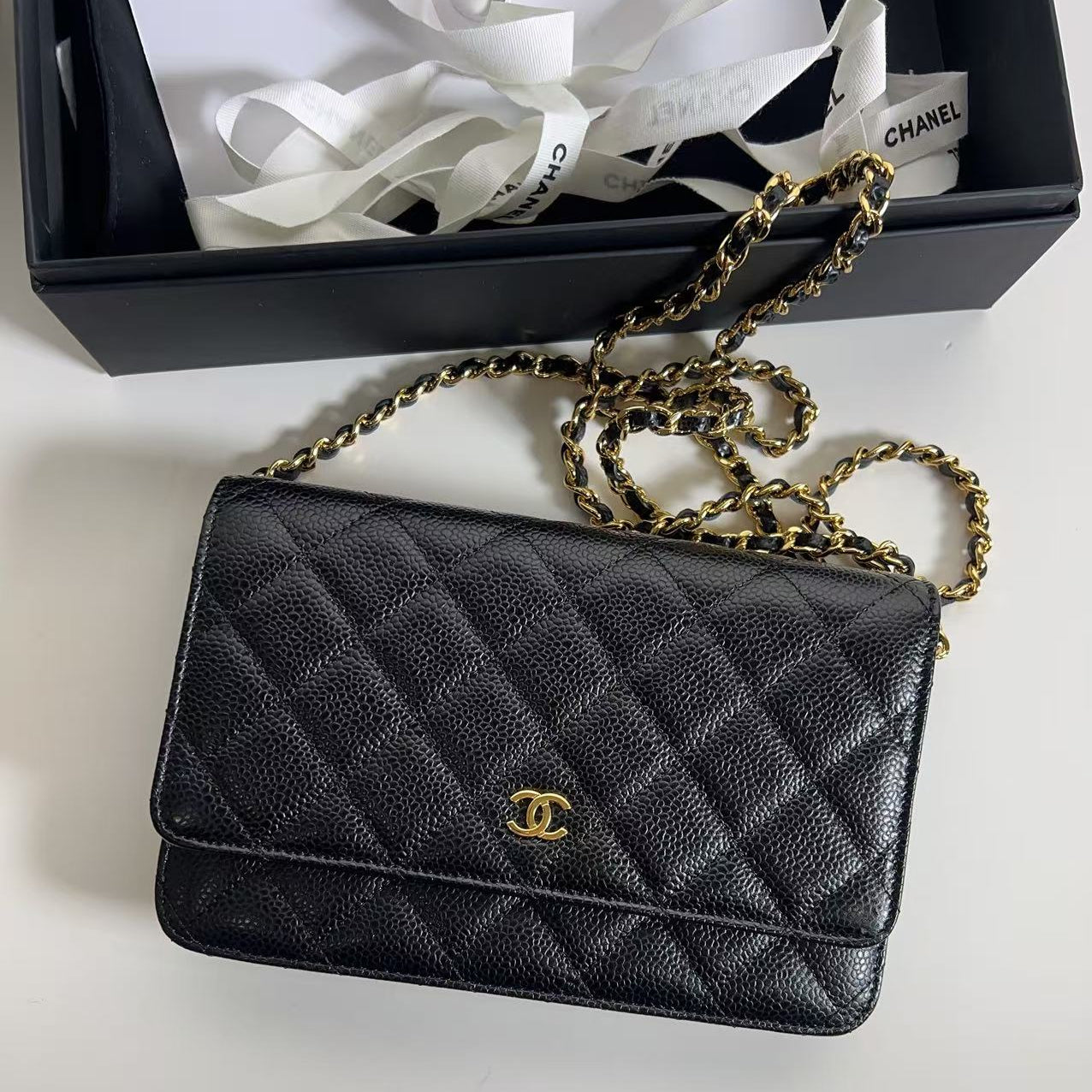 Chanel Caviar Classic Wallet on Chain Black