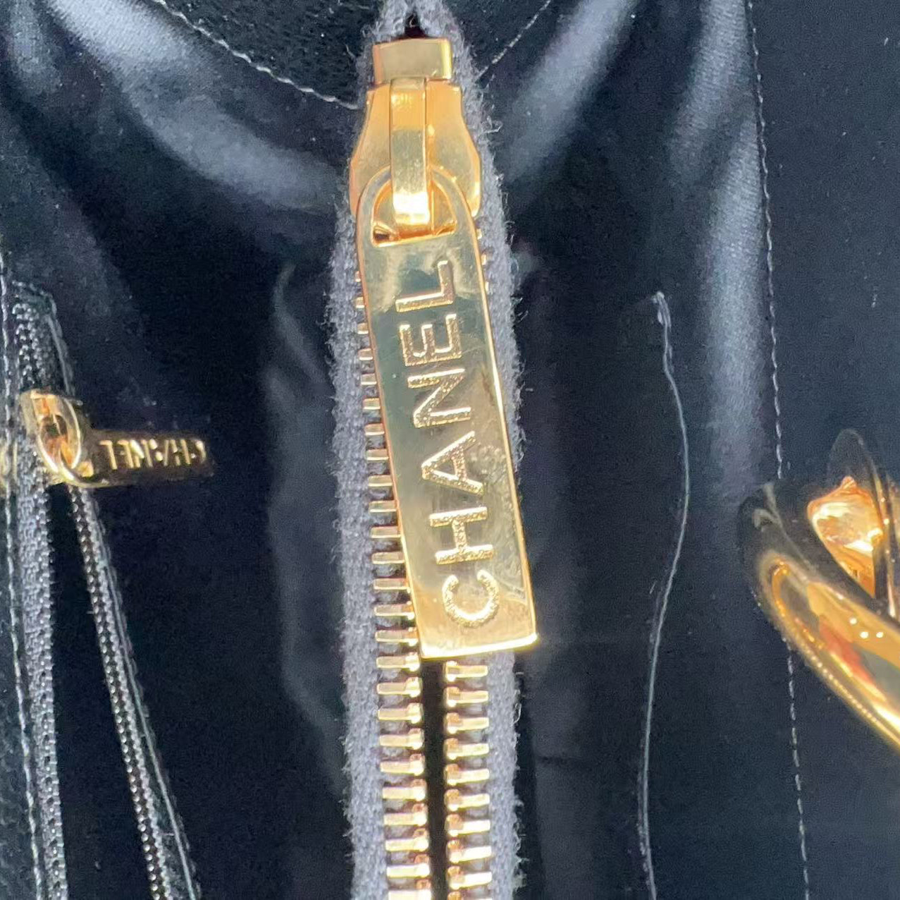 Chanel Caviar GST Black Quilted Shopping Tote Gold