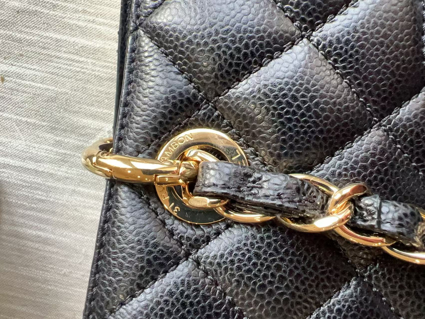 Chanel Caviar GST Black Quilted Shopping Tote Gold