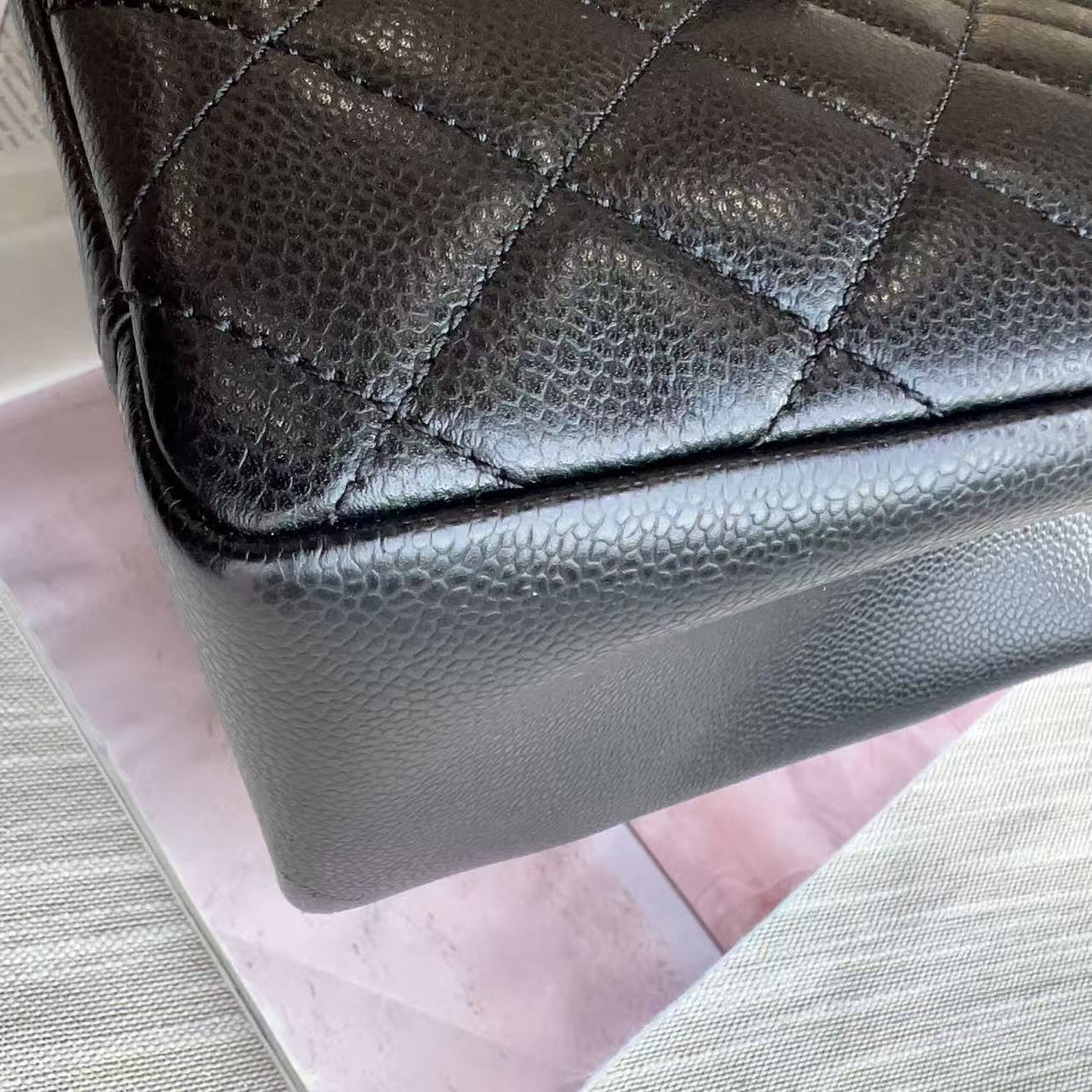 Chanel Caviar GST Black Quilted Shopping Tote Gold