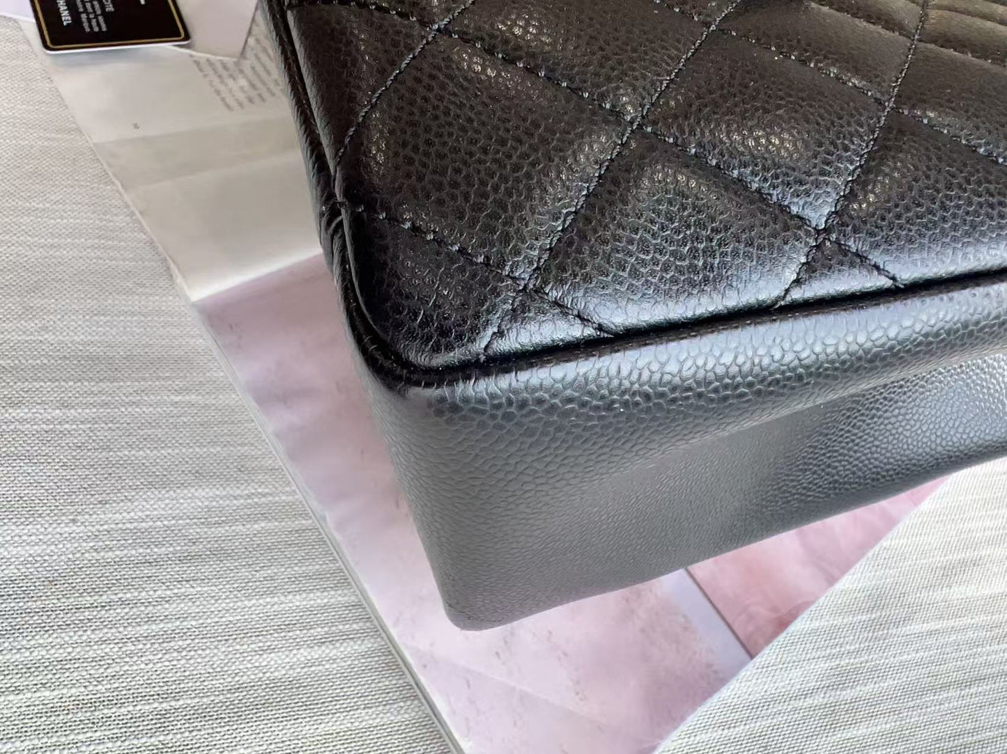 Chanel Caviar GST Black Quilted Shopping Tote Gold