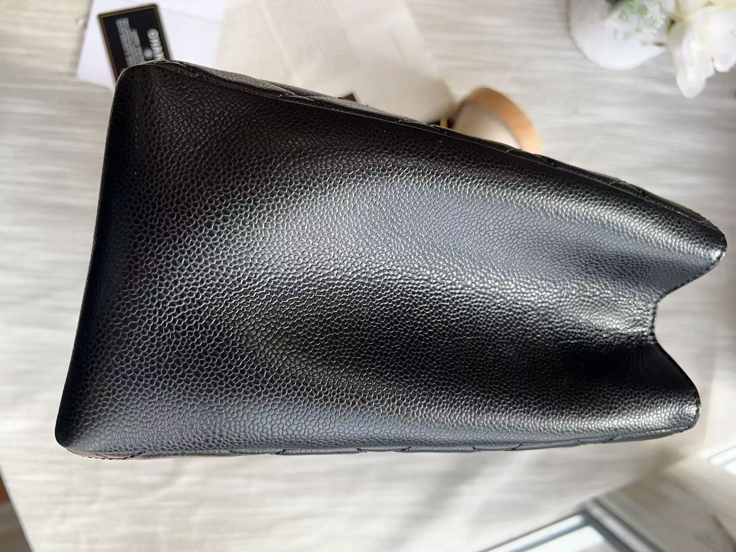 Chanel Caviar GST Black Quilted Shopping Tote Gold