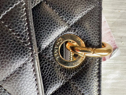 Chanel Caviar GST Black Quilted Shopping Tote Gold