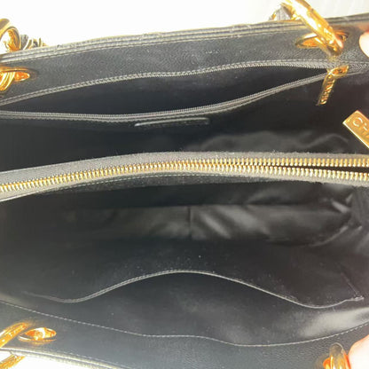 Chanel Caviar GST Black Quilted Shopping Tote Gold