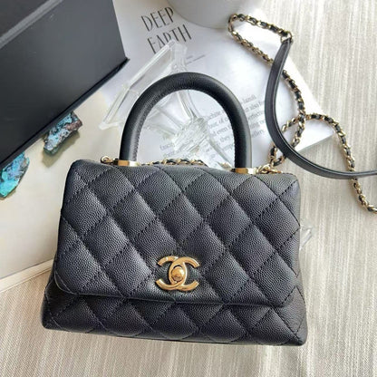 Chanel Caviar Mini Caviar Coco Handle Bag Black