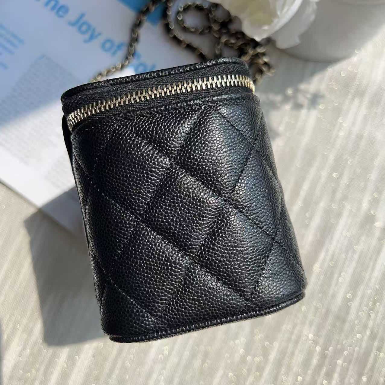 Chanel Caviar Vanity Case with Chain Black