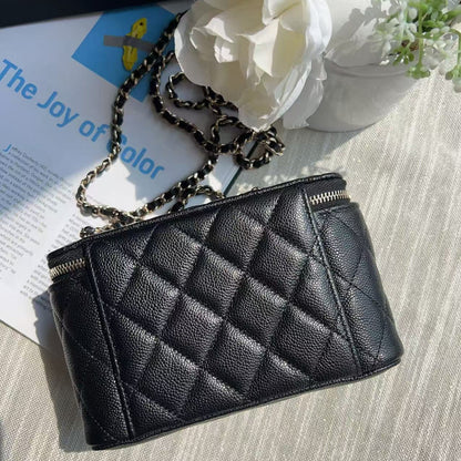 Chanel Caviar Vanity Case with Chain Black