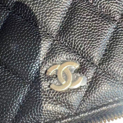 Chanel Caviar Vanity Case with Chain Black
