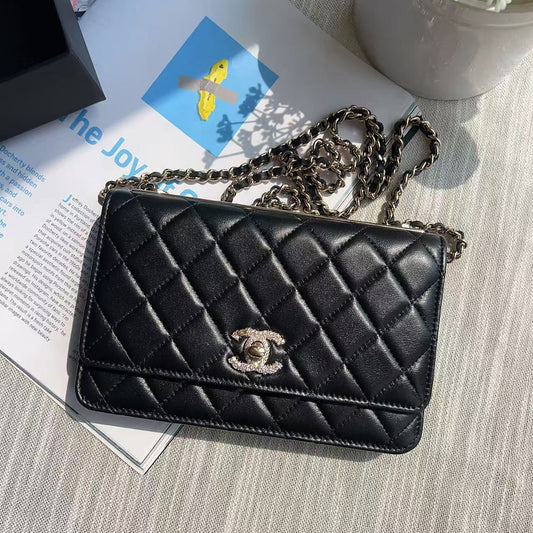 Chanel Crystal Trendy CC Wallet On Chain Black 