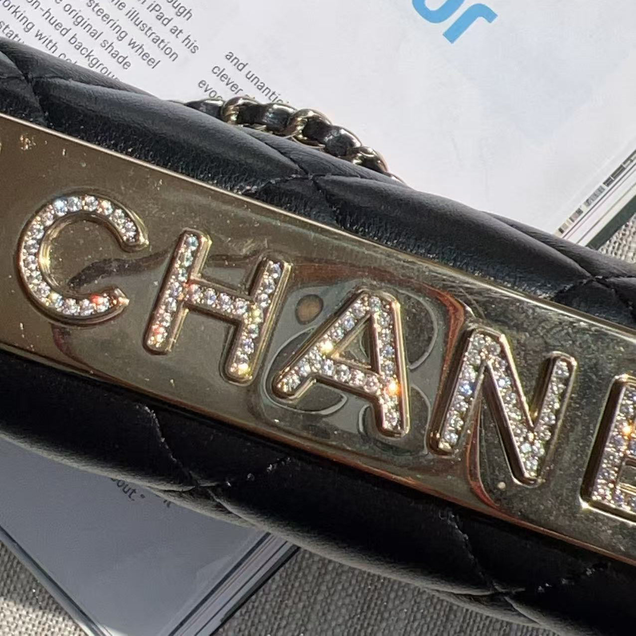 Chanel Crystal Trendy CC Wallet On Chain Black