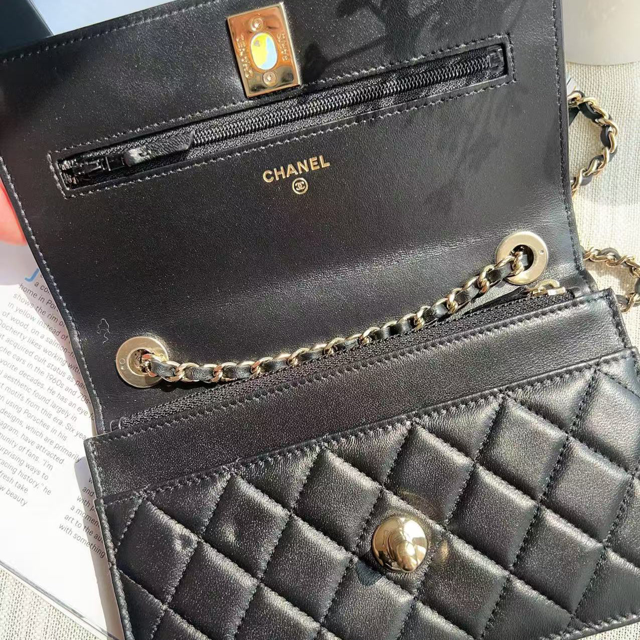 Chanel Crystal Trendy CC Wallet On Chain Black