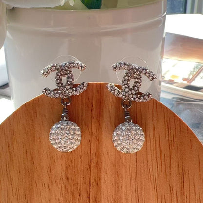 Chanel Encrusted crystal Pearl CC Drop Earrings