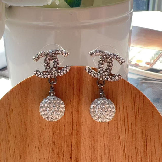 Chanel Encrusted crystal Pearl CC Drop Earrings