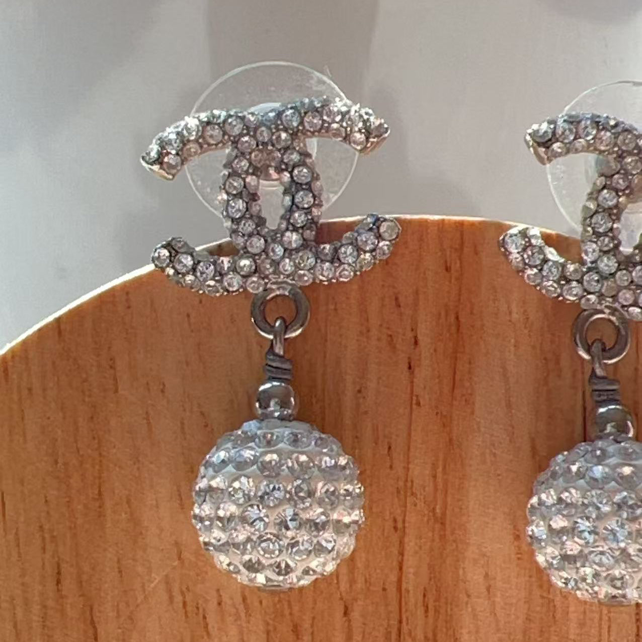 Chanel Encrusted crystal Pearl CC Drop Earrings