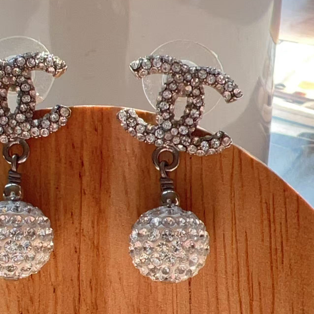 Chanel Encrusted crystal Pearl CC Drop Earrings