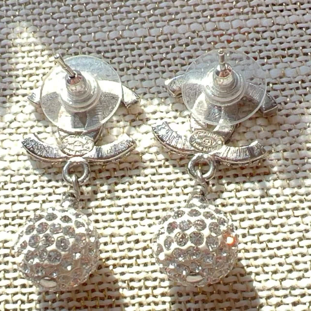 Chanel Encrusted crystal Pearl CC Drop Earrings