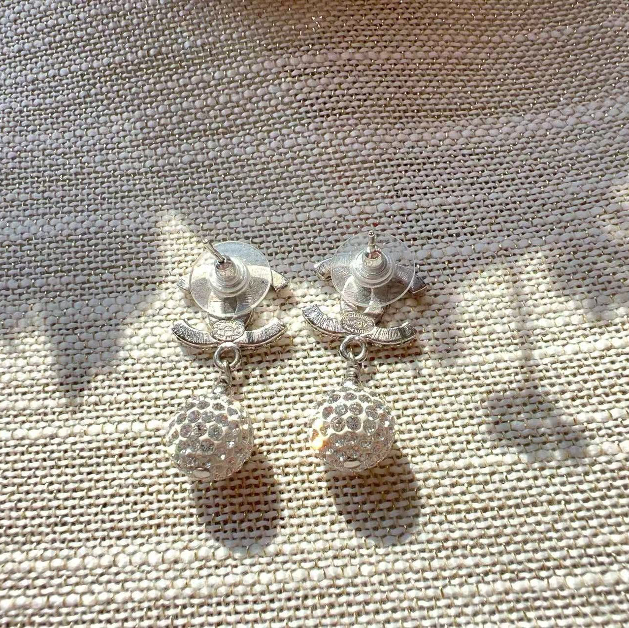 Chanel Encrusted crystal Pearl CC Drop Earrings