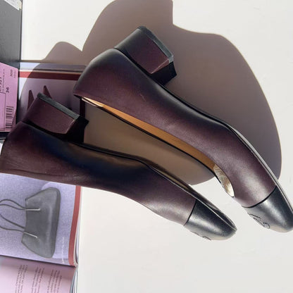 Pair of brown leather shoes on a white background