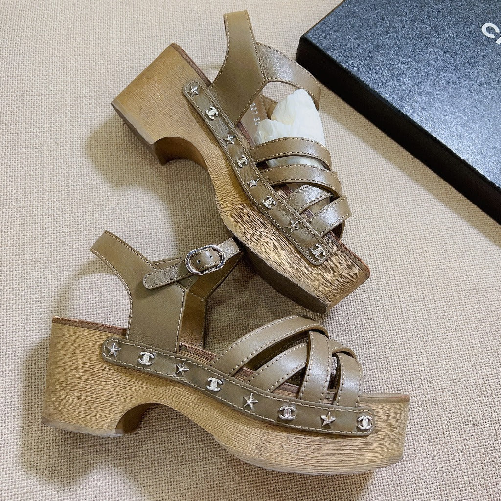 Chanel Interlocking CC Logo Slingback Sandals Size38