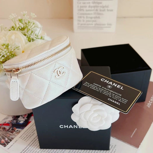Chanel-Iridescent-Lambskin-Quilted-Arm-Coin-Purse-Ivory
