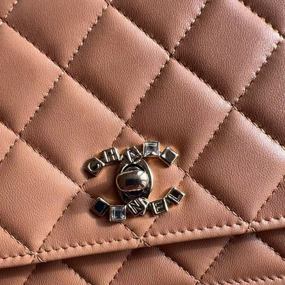 Chanel Lambskin Crystal CC and Top Handle Camel