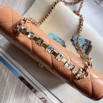 Chanel Lambskin Crystal CC and Top Handle Camel
