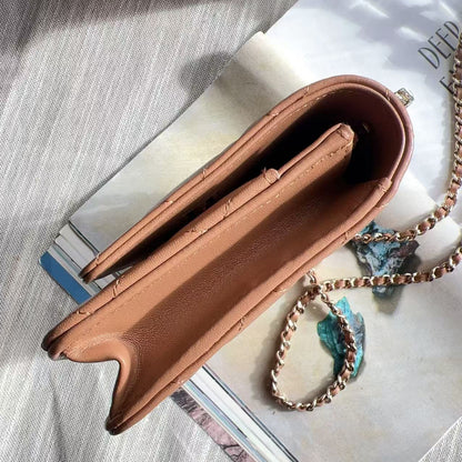 Chanel Lambskin Crystal CC and Top Handle Camel