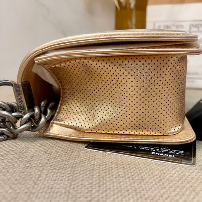 Chanel Medium Boy Flap Perforated Quilted Gold