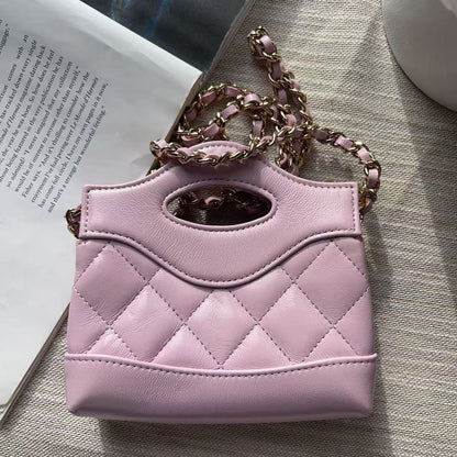 Chanel Lambskin Quilted Micro 31 Clutch With Chain Light Purple