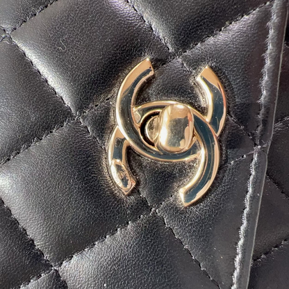 Chanel Lambskin Quilted Trendy CC Card Holder On Chain Black