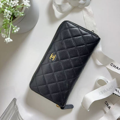 Chanel Long Zippy Wallet Black Caviar