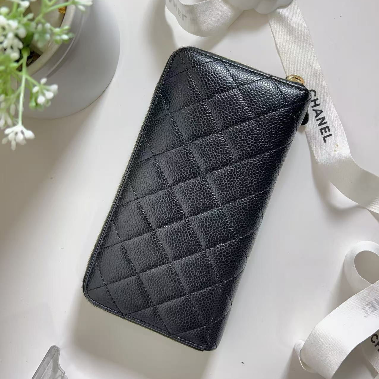 Chanel Long Zippy Wallet Black Caviar