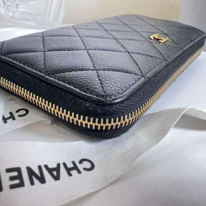 Chanel Long Zippy Wallet Black Caviar