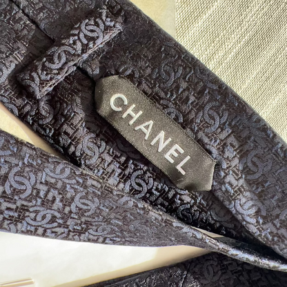 Chanel Mens Silk CC Neck Tie Black