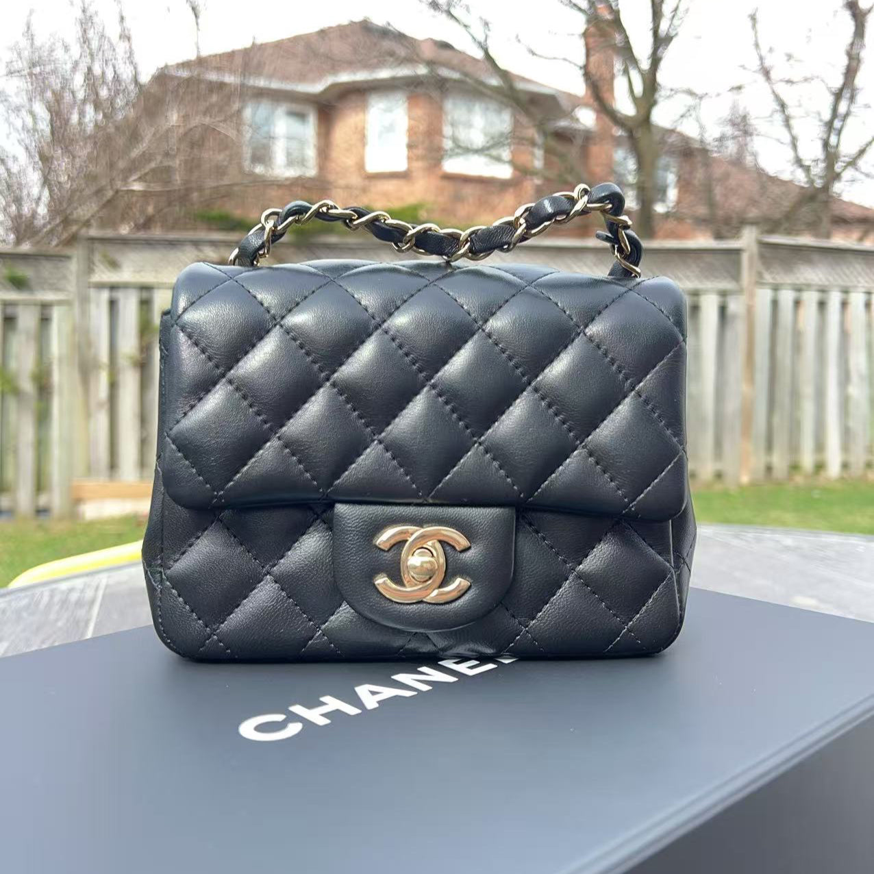 Chanel Mini Black Calfskin Square Classic Flap Bag
