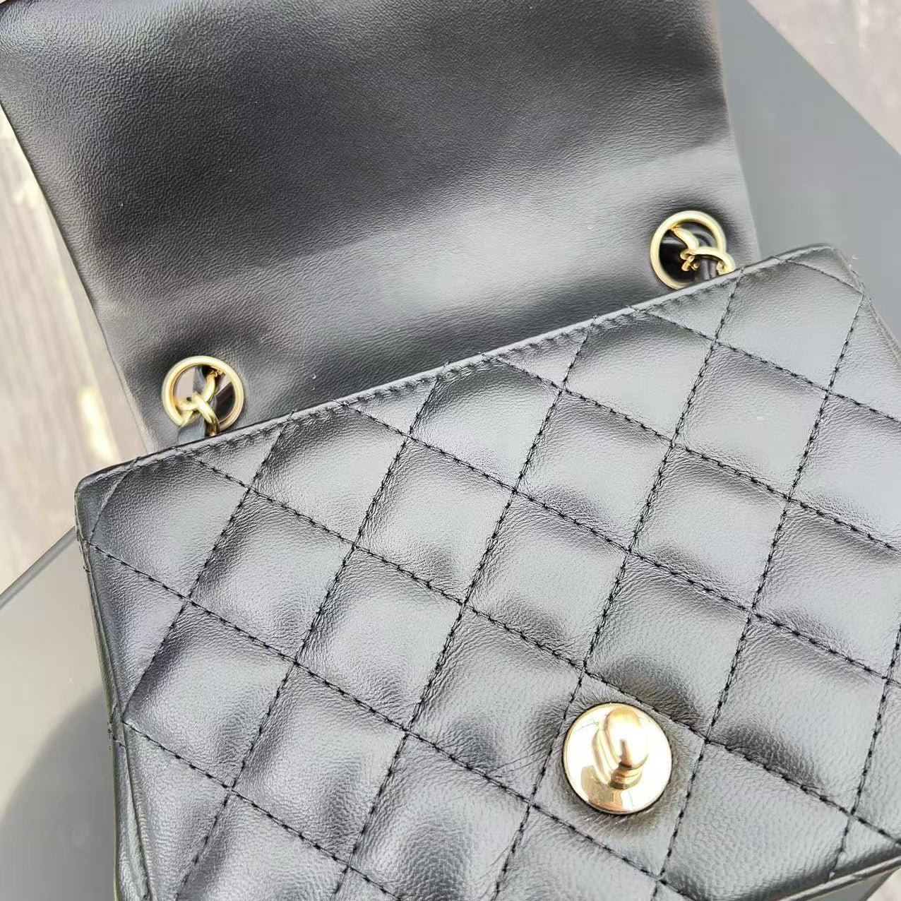 Chanel Mini Black Calfskin Square Classic Flap Bag