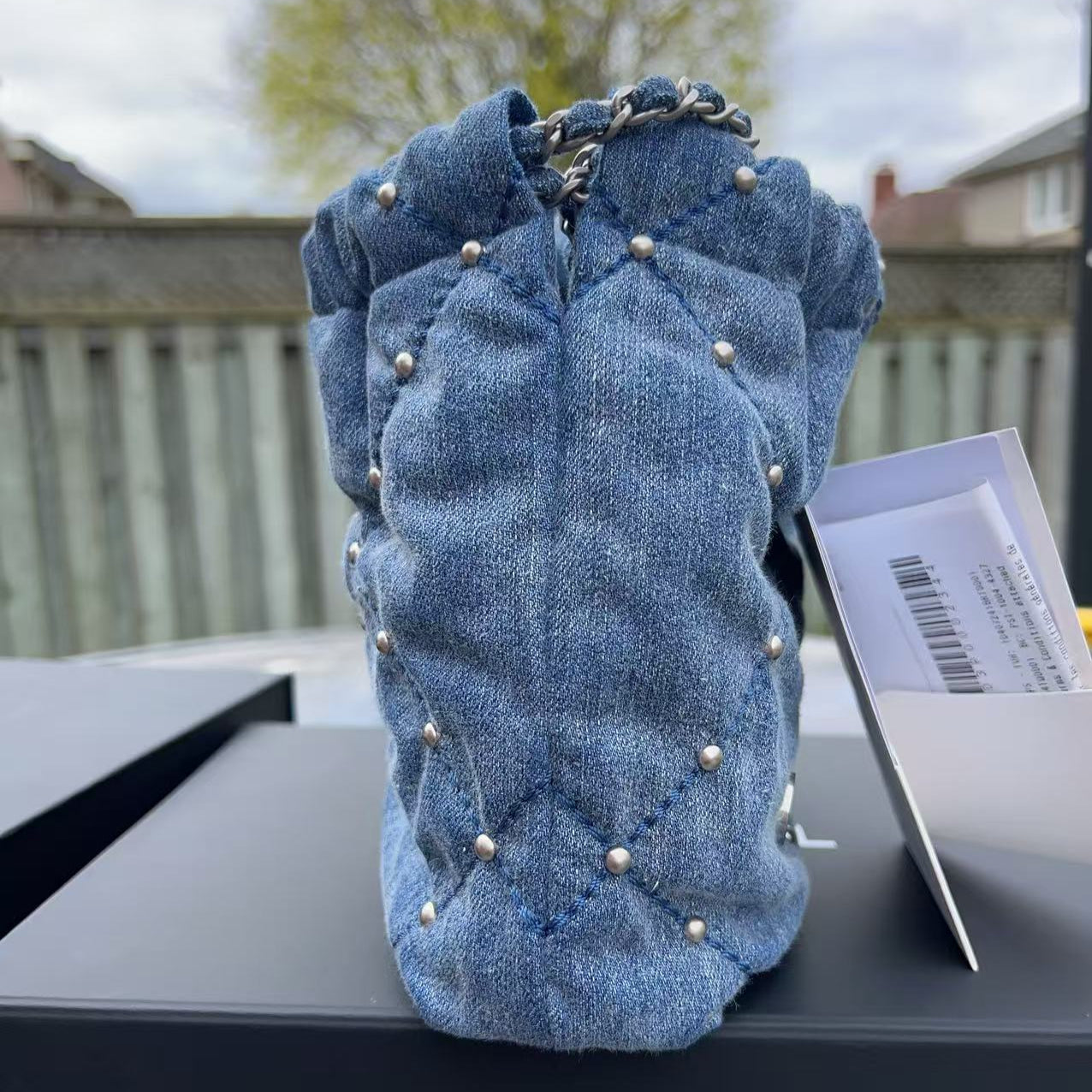 Chanel Mini Denim and Silver Handbag Blue