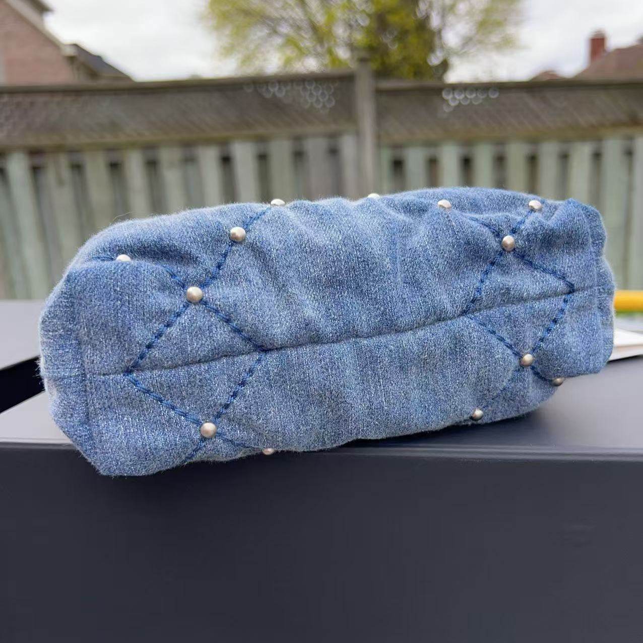Chanel Mini Denim and Silver Handbag Blue