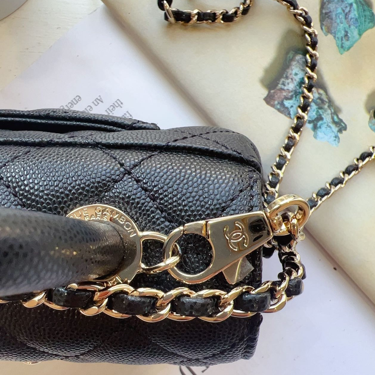 Chanel Mini Flap Bag With Top Handle Caviar & Gold-Tone Metal Black