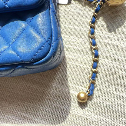 Chanel Quilted Mini Rectangular Pearl Crush Blue Lambskin Bag