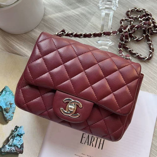 Chanel Mini Square Classic Flap Bag Red
