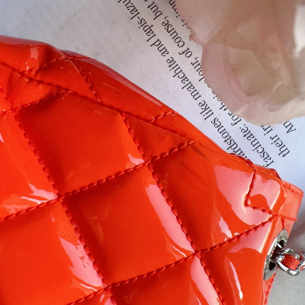 Chanel Patent Quilted Small Coco Shine Flap Orange