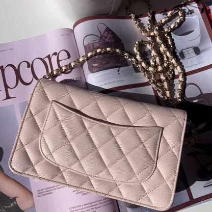 Quilted beige handbag on 