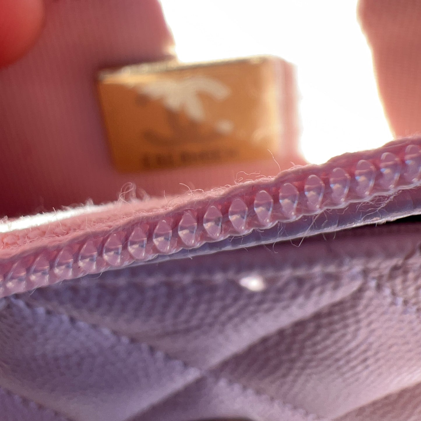 Chanel Peach Quilted Caviar Leather CC Flap Wallet on Chain