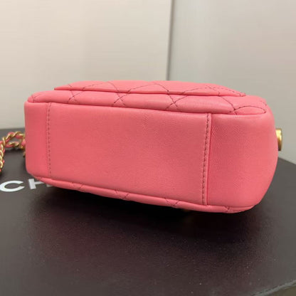 Chanel Pink Quilted Lambskin Pearl Crush Camera Bag
